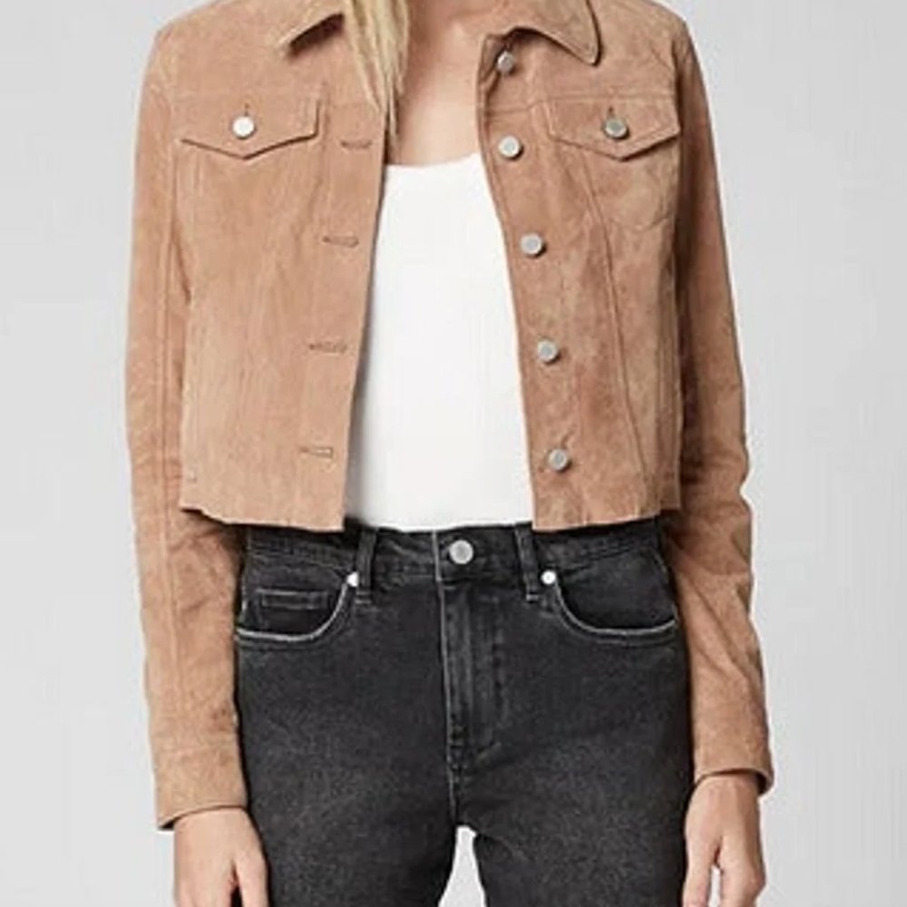 Blank NYC Cropped Trucker Suede Jacket